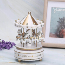 (As show, One size) Carousel Music Box Carousel Carousel Gift Birthday Gift (white)