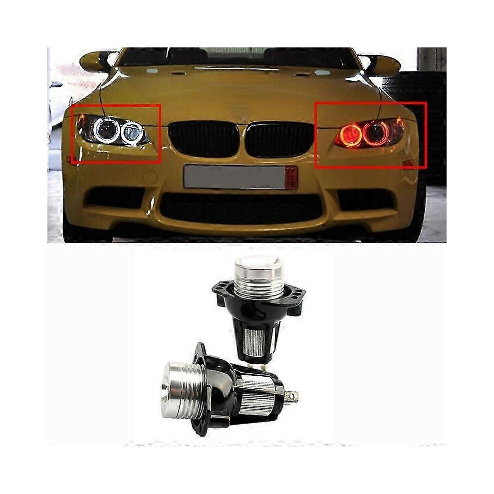 (2Pcs White, One Size) 2Pcs 10W Led Angel Eyes Marker Car Lights Bulbs Error Free White/Red/Blue/Yellow For Bmw E90 E91 3 Series 320I 325I 328I 330I 0 5062994751738
