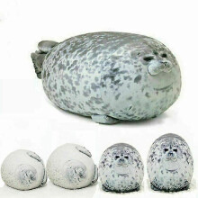(40cm 15.7in, White) Large Chubby Blob Fluffy Seal Plush Ocean Pillow Stuffed Doll Toy