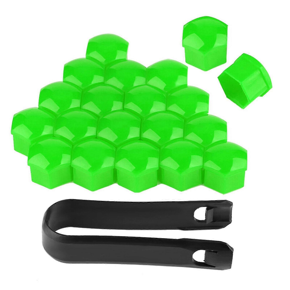 (As Show, One Size) 20Pcs 19Mm Green Car Wheel Nut Caps - Auto Hub Screw Cover Bolt For Rims, Exterior Protection 5063595940019