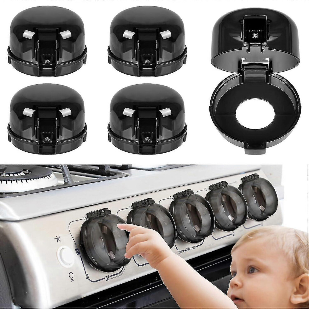 (, One Size) 5Pcs Stove Knob Covers For Child Safety, Universal Size Gas Stove Knob Covers, Clear View Childproof Oven Knob Covers For Kids Pets Black Furtalk