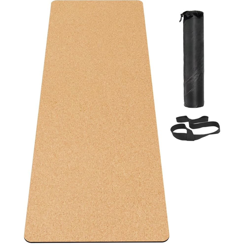 Cork Yoga Mat TPE Non-slip and superb grip. Thicker design brings more comfort and support, perfect for fitness workouts, pilates mats, hot yoga mats