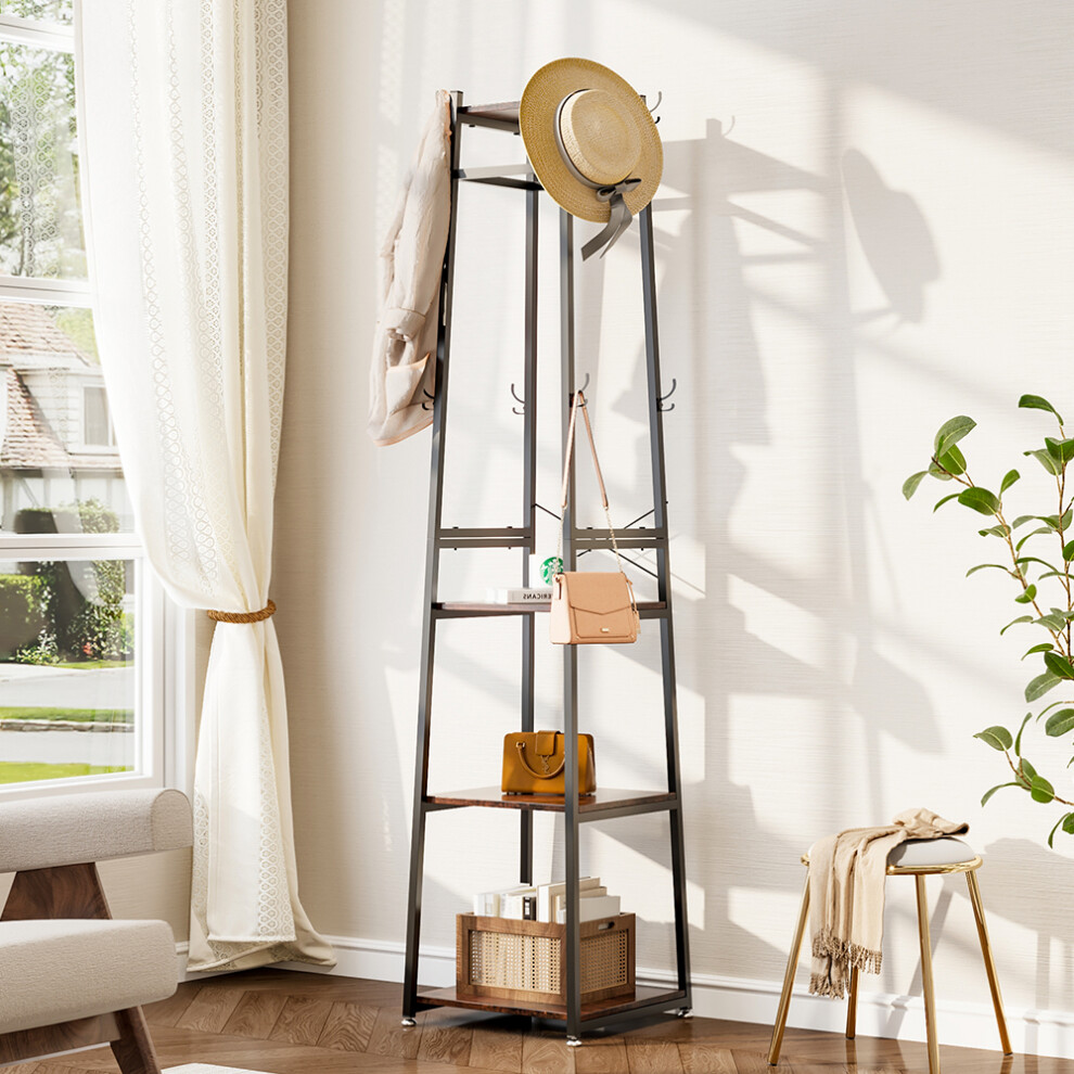 Industrial Style Clothing Rack with 4 Tiers of Shelves