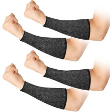 (Black, One size) 2 Pairs Cut Resistant Sleeve Arm Protection Sleeves Level 5 Protection Safety Protective Sleeves For Men Women