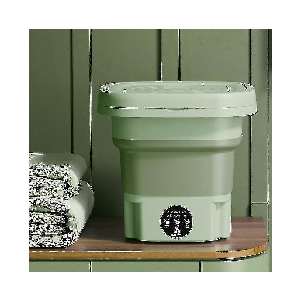 (Us, Green) 8L Folding Washing Machine Portable Sock And Underwear Retractable Household Washing Machine 3 Models With Spin Dry 5063595943935
