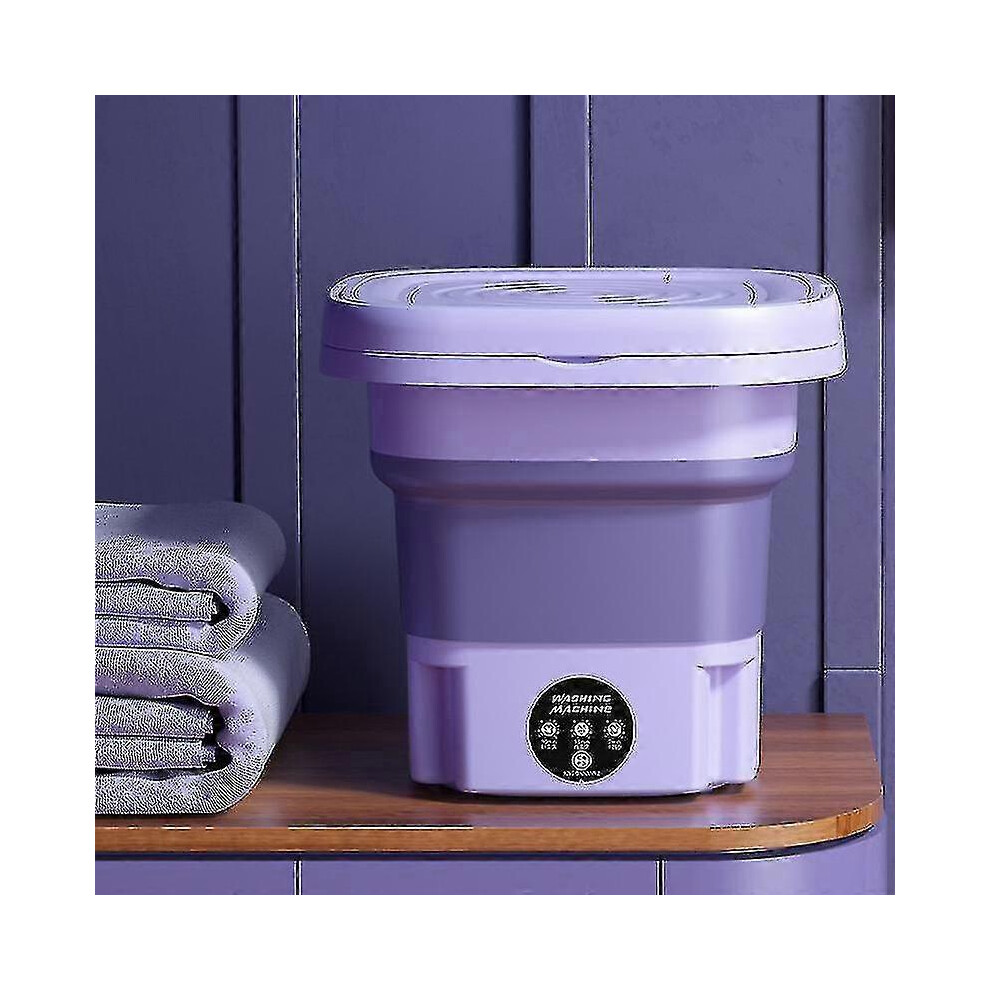 (Uk, Purple) 8L Folding Washing Machine Portable Sock And Underwear Retractable Household Washing Machine 3 Models With Spin Dry 5063595943928