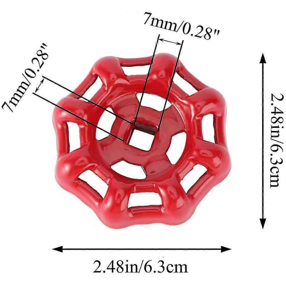 (As Show, One Size) Cast Iron Outside Faucet Round Wheel Handle Hose Bib Handle Water Spigot Handle 6X6mm, Red 5063595914713