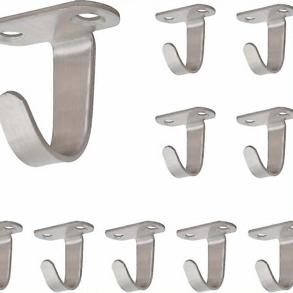 (Brushed Nickel, One Size) 10Pcs Stainless Steel Screw Mounted Ceiling Hooks, Under-Shelf Towel/Robe Clothes Hook, Heavy Duty Hanger For Bathroom Cabi 5063595988189