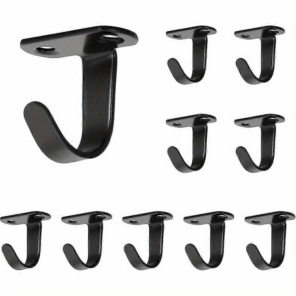 (Matt Black, One Size) 10Pcs Stainless Steel Screw Mounted Ceiling Hooks, Under-Shelf Towel/Robe Clothes Hook, Heavy Duty Hanger For Bathroom Cabinet 5063595988196