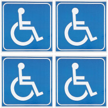 (As show, One size) 4pcs Disabled Wheelchair Stickers Adhesive Disabled Wheelchair Symbol Signs Wheelchair Decals