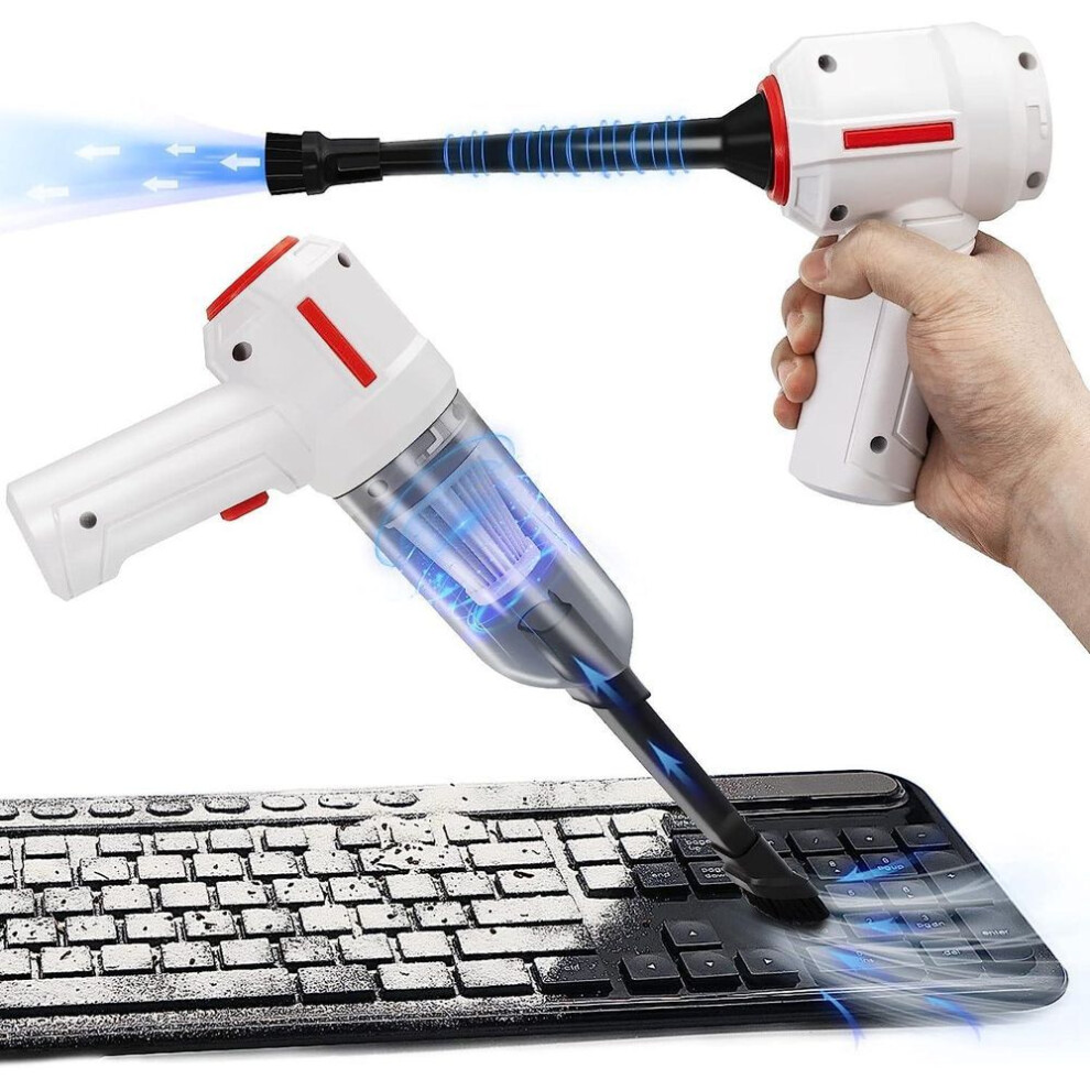 (white) Air Duster, Mini Vacuum & Compressed Air & Blower 3-in-1, Keyboard Cleaner, 35000 Rpm Electric Canned Air Can, For Computer Desk Electronics