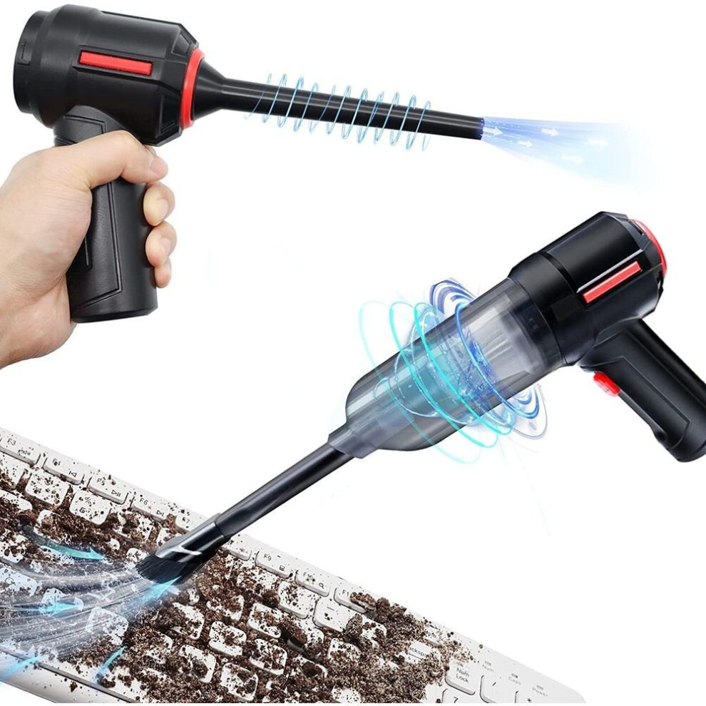 (black) Air Duster, Mini Vacuum & Compressed Air & Blower 3-in-1, Keyboard Cleaner, 35000 Rpm Electric Canned Air Can, For Computer Desk Electronics