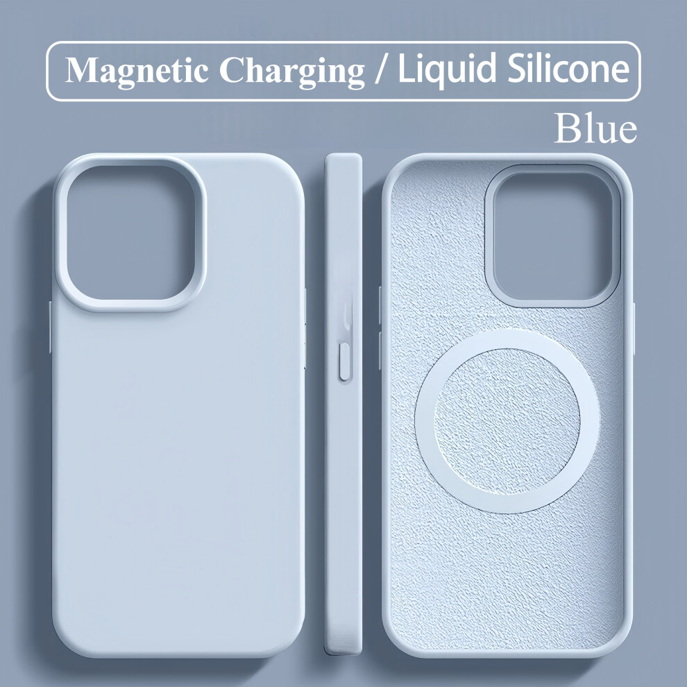 (Iphone15pro, ) Iphone Silicone Case With Magsafe Blue 729270611777
