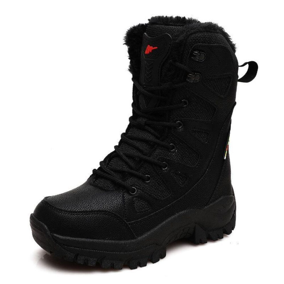 (black, 38) Military Boots Men&apos;s Winter Thickened Combat Boots Men&apos;s High Top Snow Boots Non Slip Couple Mountaineering Boots Plush Warm Large Men&apos;