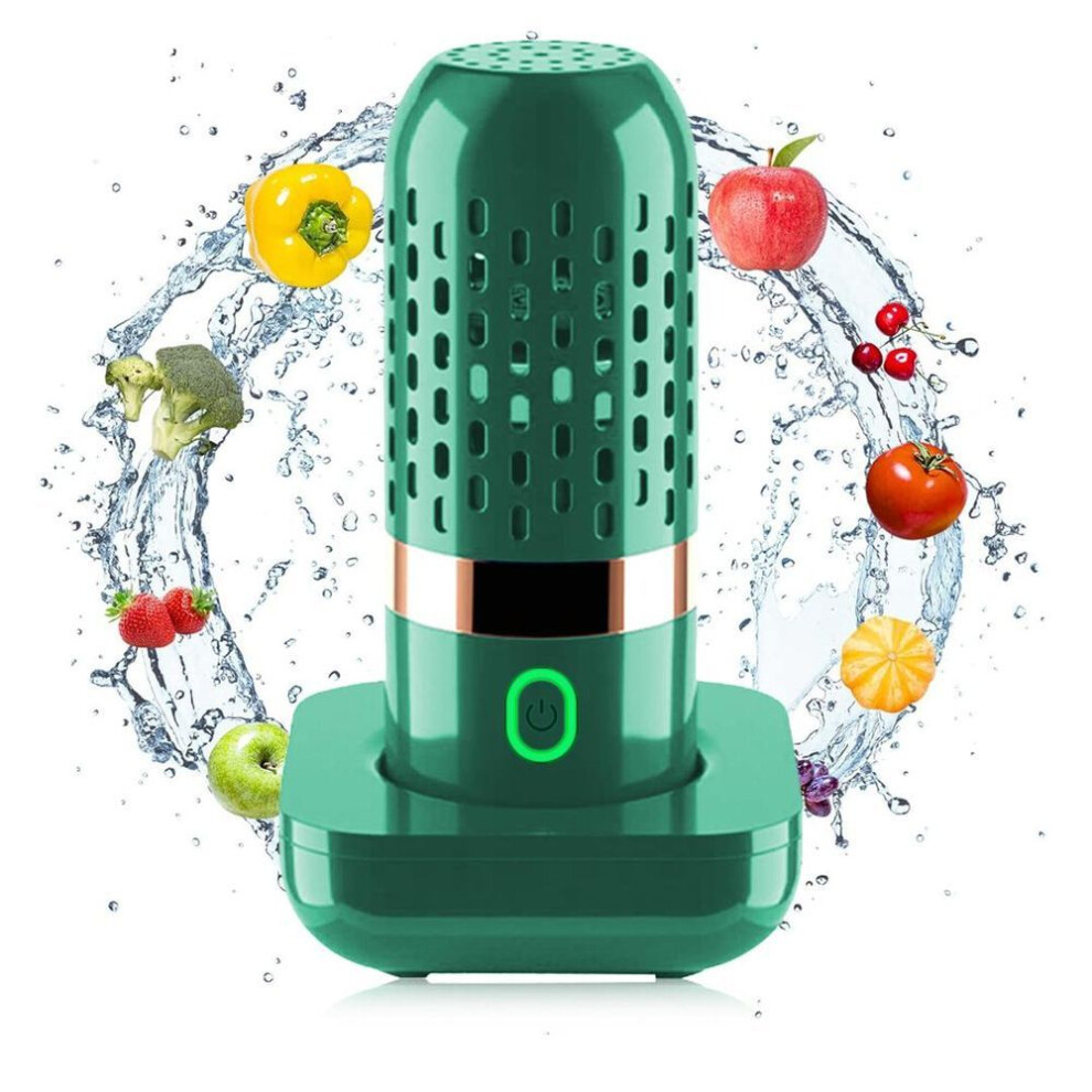 (green, 15cm*14cm*10cm) Fruit And Vegetable Washing Machine Hormone Reduction Bacteria Killing Cleaner Device for Cleaning Fruit,Vegetable,Rice,Tableware