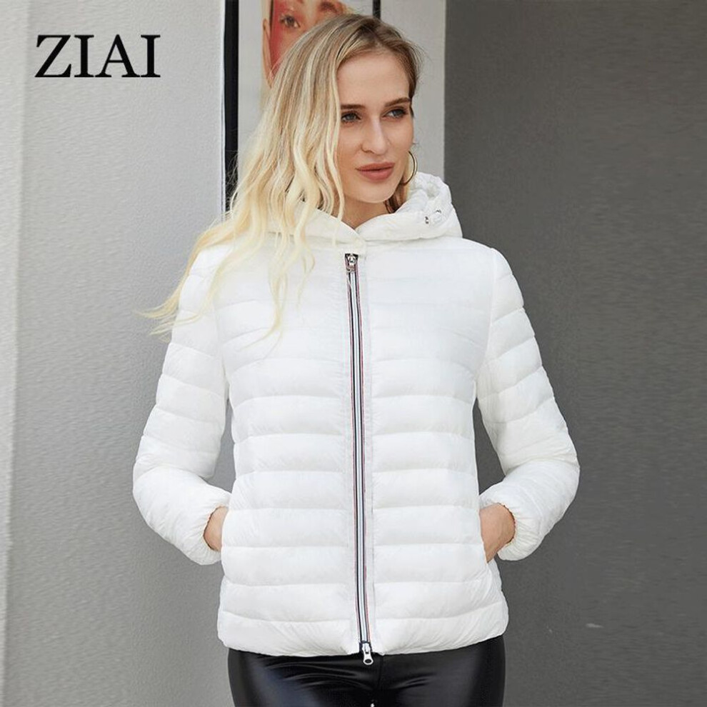 (white, XL) ZIAI 2024 Spring Autumn Women&apos;s Jacket Women Clothing Outfit Fashion Light Quilted Cotton Padded Parkas Short Coats Hooded Outerwear AZM-20278