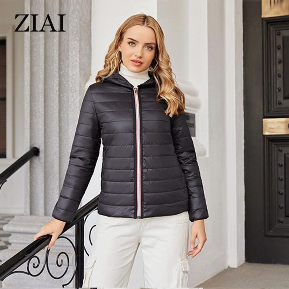 (black, XL) ZIAI 2024 Spring Autumn Women&apos;s Jacket Women Clothing Outfit Fashion Light Quilted Cotton Padded Parkas Short Coats Hooded Outerwear AZM-20278