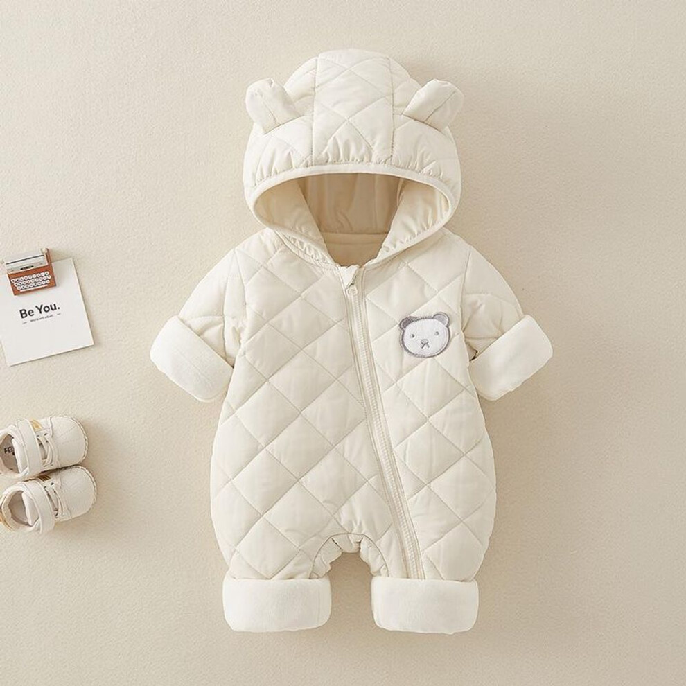 (beige, 90cm) Infants And Young Children&apos;s Winter Outfit Thickened Hooded Cotton-padded Jacket Coat Newborn Boys And Girls Baby&apos;s Autumn And Winter Suit