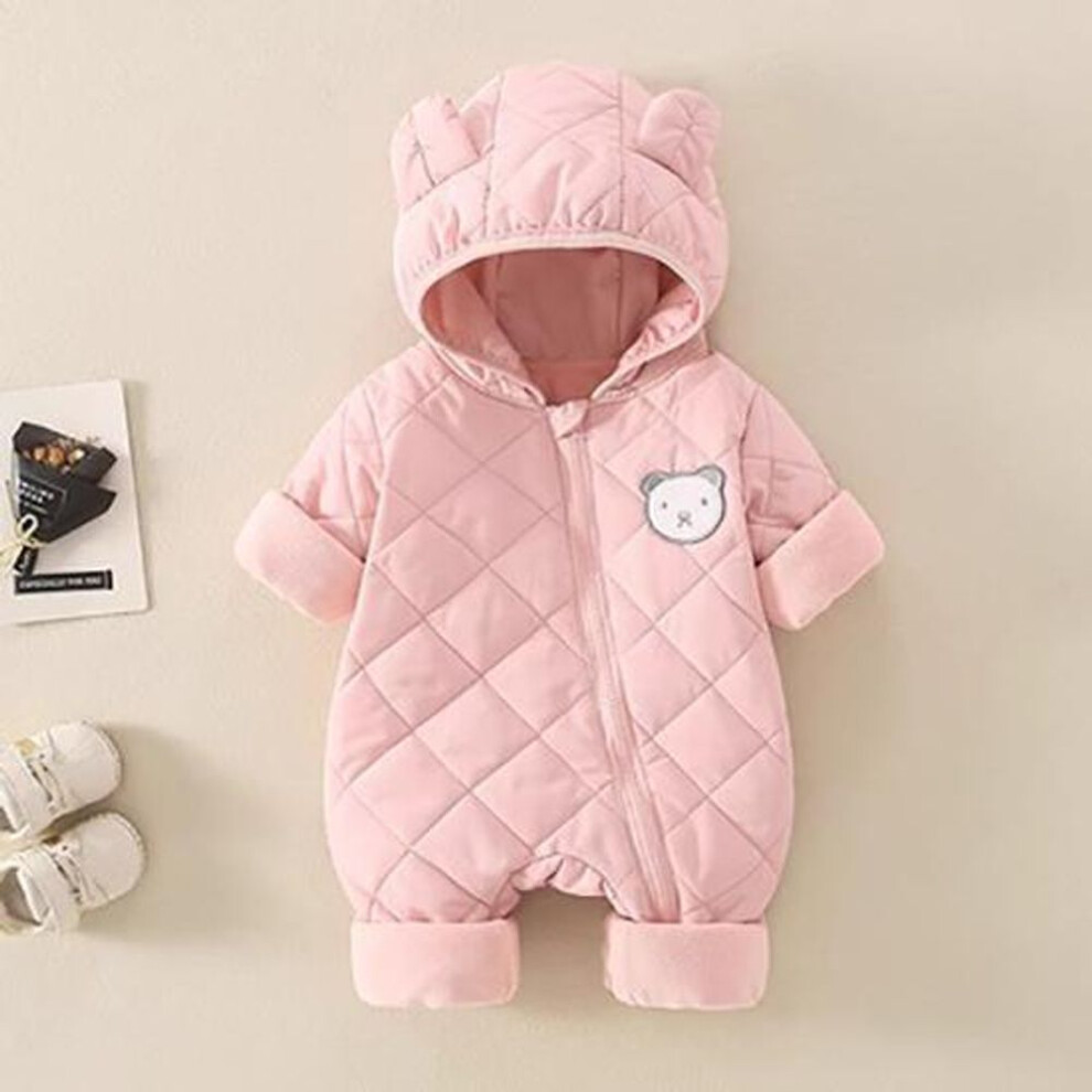 (pink, 90cm) Infants And Young Children&apos;s Winter Outfit Thickened Hooded Cotton-padded Jacket Coat Newborn Boys And Girls Baby&apos;s Autumn And Winter Suit