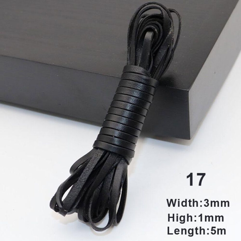 (17) 5 Meters DIY Coffee/Red/Brown 3mm Round/Flat Leather Rope Natural Genuine Leather Cords