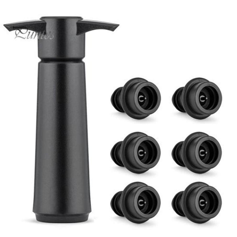 (6pcs) 1 Set Vacuum Pump Convenient Wine Saver Pump Tool Leak-proof Sealing Wine Bottle Stoppers For Home Bar