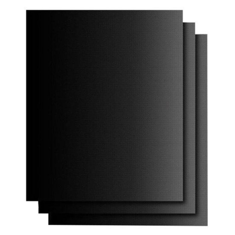(black) 3pcs Grill Mat Non-stick Reusable Bbq Grilling Pads Foldable 40x33cm Barbecue Mat For Outdoor Picnic