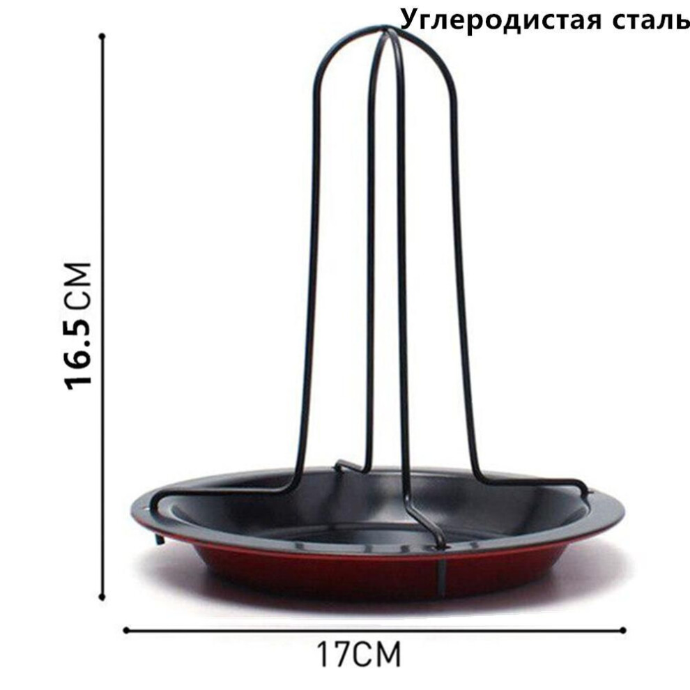(black) Non-stick Carbon Steel Chicken Roaster Rack Bbq Grilling Cooking Pans Barbecue Tools Thanksgiving