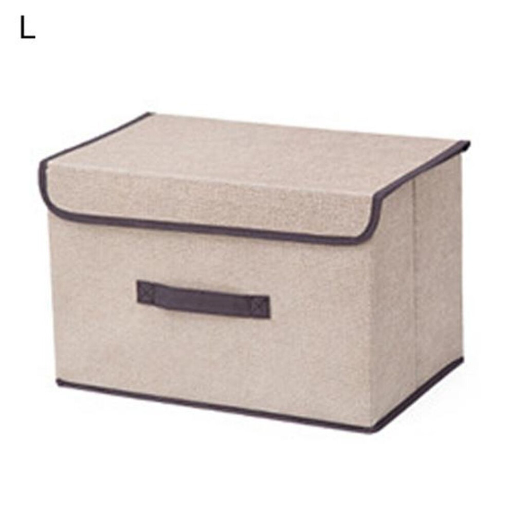 (beige, L) Large Capacity Dust-proof Clothes Box Non-woven Fabric Anti-deform Clothing Organizer Box For Home