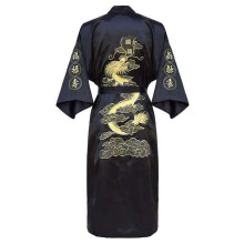 (black, XXL) Ethnic Chinese Style Men's Clothing Men's Dalong Bathrobe Bathrobe Dragon Robe Tang Suit Pajamas Nightgown Home Service Embroidered Dalong