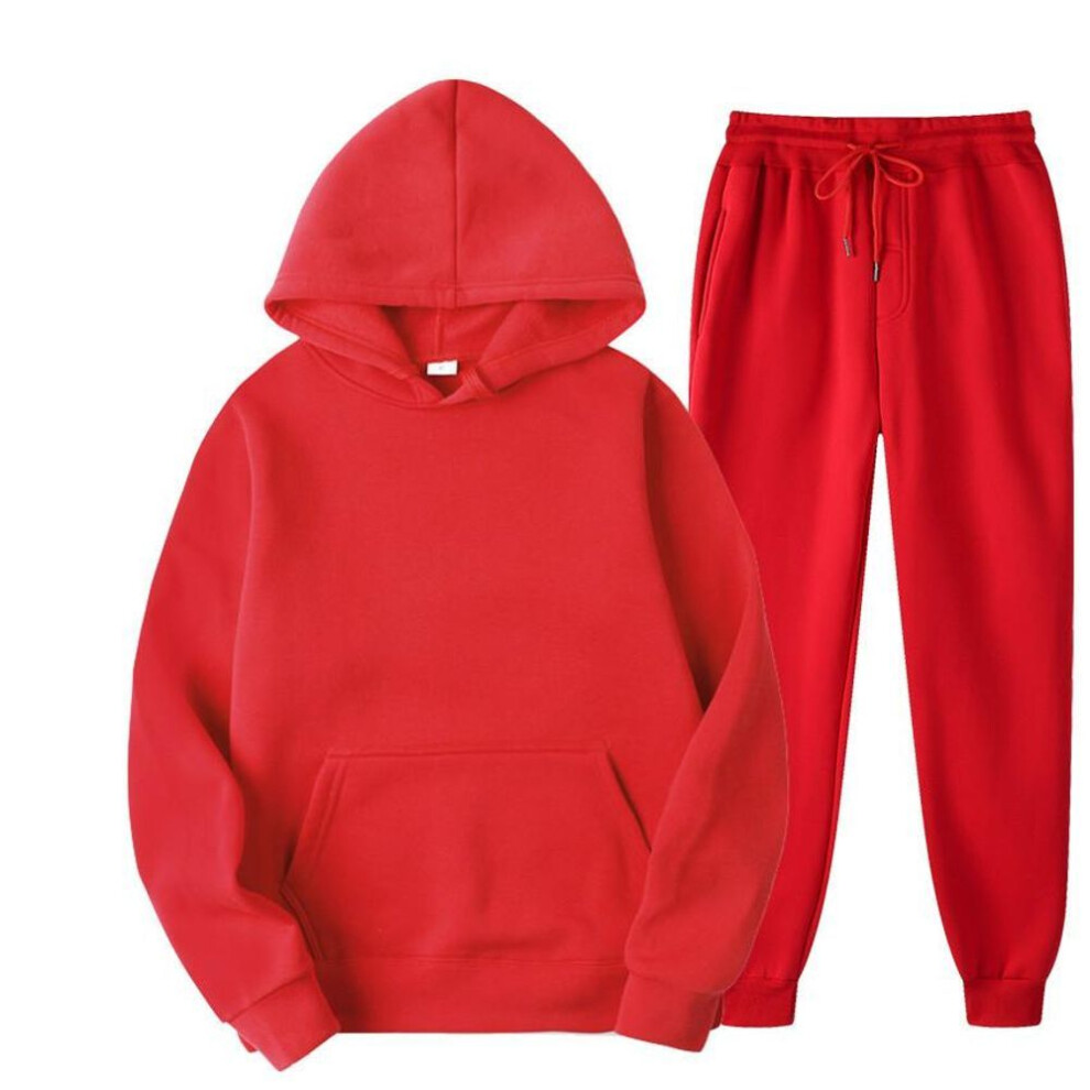 (red, XL) Casual Sweater 2 Piece Set Men&apos;s and Women Fashion Outdoor Sportswear Sport Sets, Pure Cardigan, Hooded Sweater,Casual Sports Pants Suit
