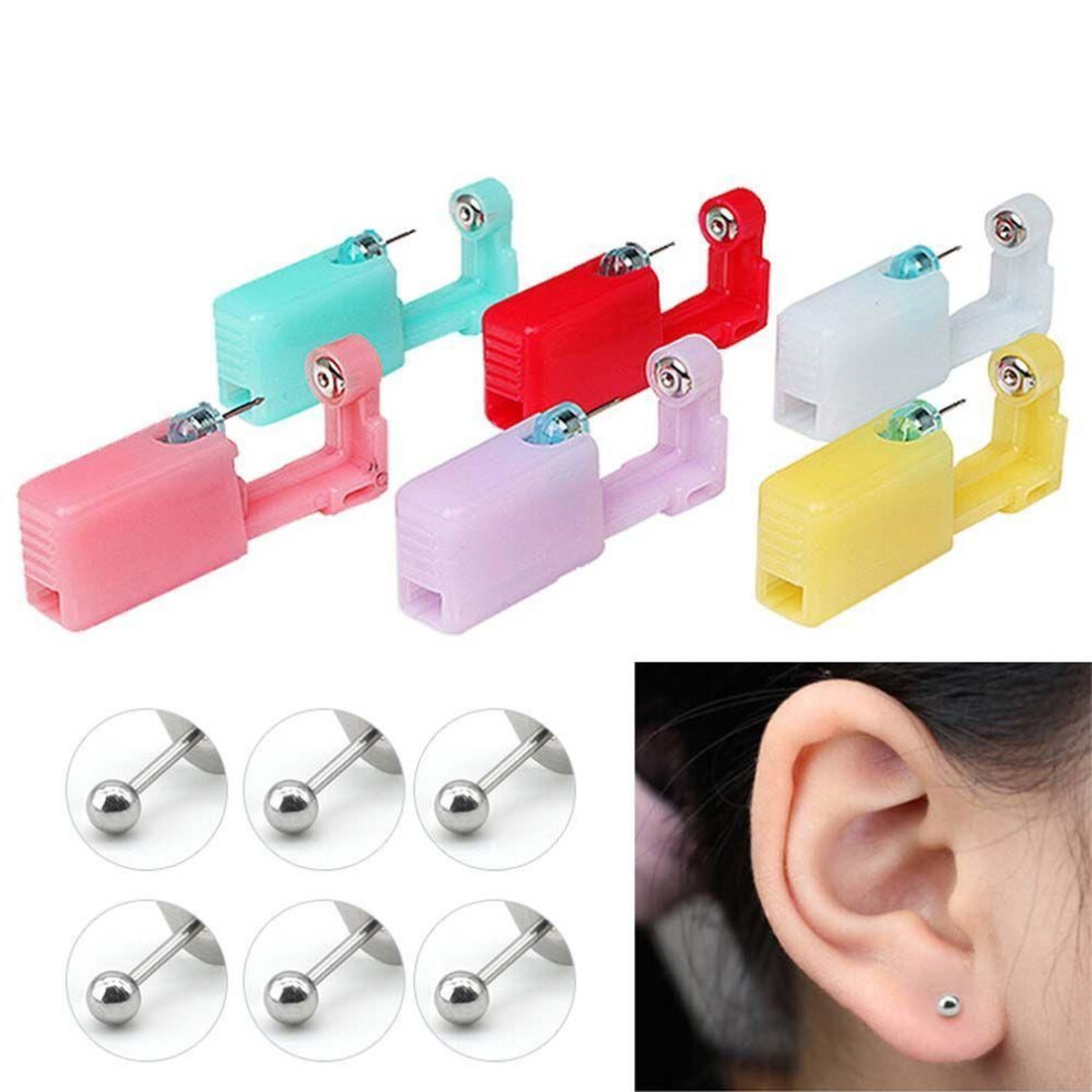 (1 pcs tool with 1 pcs ear stud-04) Tragus Nose No Pain Disposable Nose Ear Piercing Tool Steel Helix Piercing Earring Piercer Machine