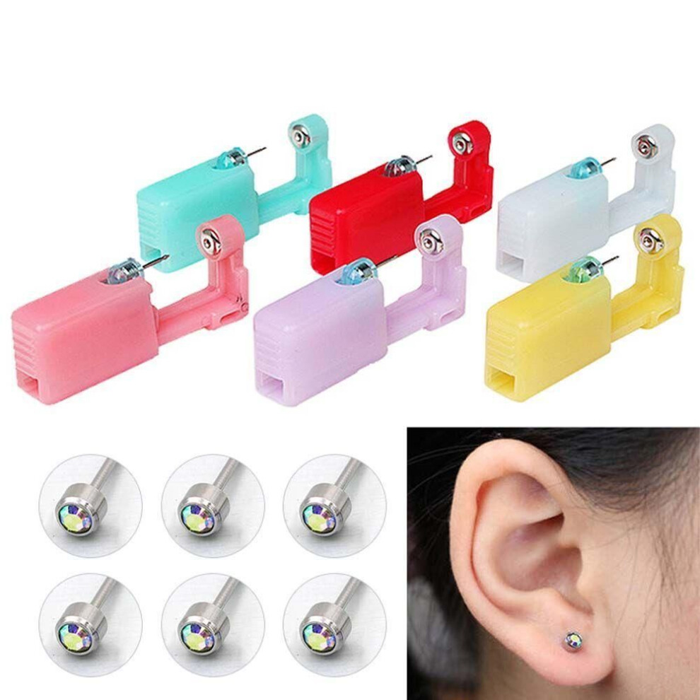 (1 pcs tool with 1 pcs ear stud-07) Tragus Nose No Pain Disposable Nose Ear Piercing Tool Steel Helix Piercing Earring Piercer Machine
