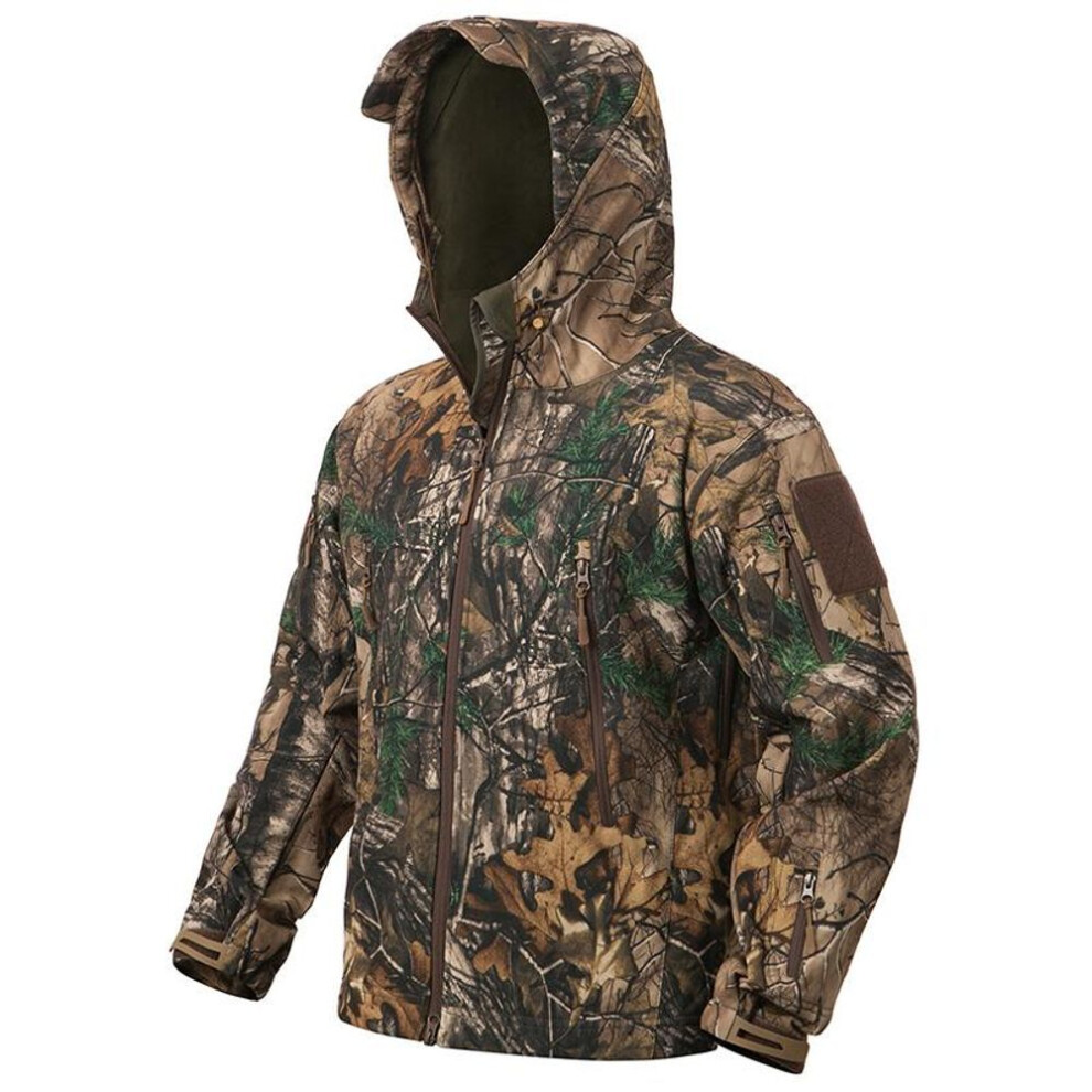 (cadet grey, US XXL) Men&apos;s Soft Shell Waterproof Camouflage Hunting Jacket Warm Fleece Lined Hooded Camo Hunt Clothes Military Tactical Coat Outdoor Windbreaker Us Si