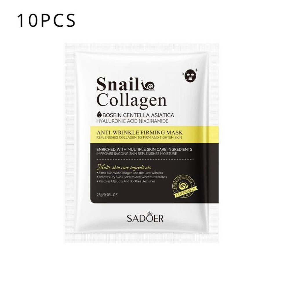(10pcs) SADOER Snail Collagen Firming Mask Delicate Skin Mask