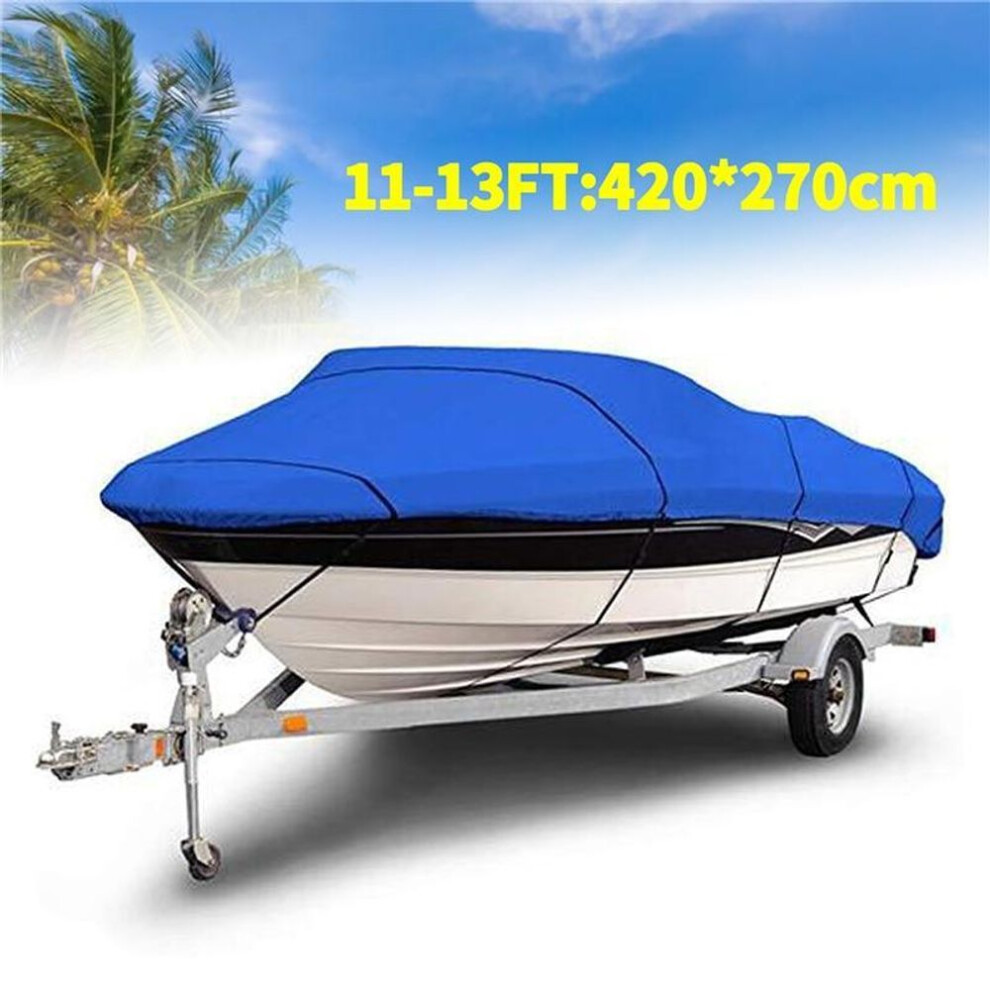(11-13Ft) Heavy Duty Fishing Ski Boat Cover for 11-13' 14-16' 17-19' 20-22' V-Hull Waterproof  Sunproof UV Protector Boat Mooring Cover