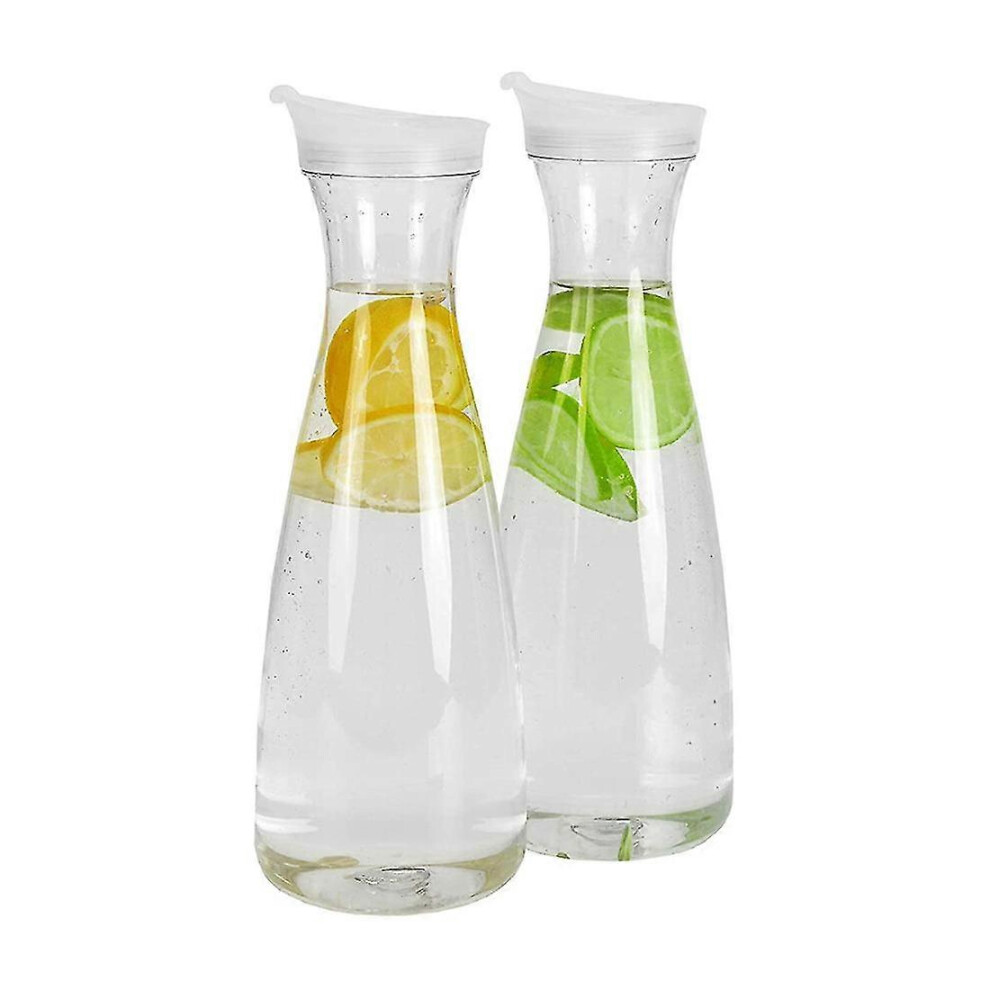 (As Show, One Size) 2Pcs 1L Plastic Water Carafes With White Flip Tab Lids- Food Grade & Recyclable Shatterproof Pitche 5062994796067