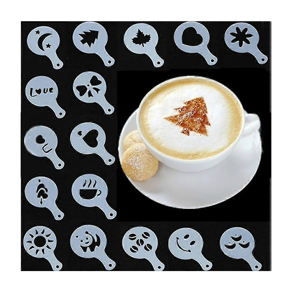 (As Show, One Size) 16 Piece Latte Art Templates Cappuccino Coffee Foam Cake Decor 5062994757303