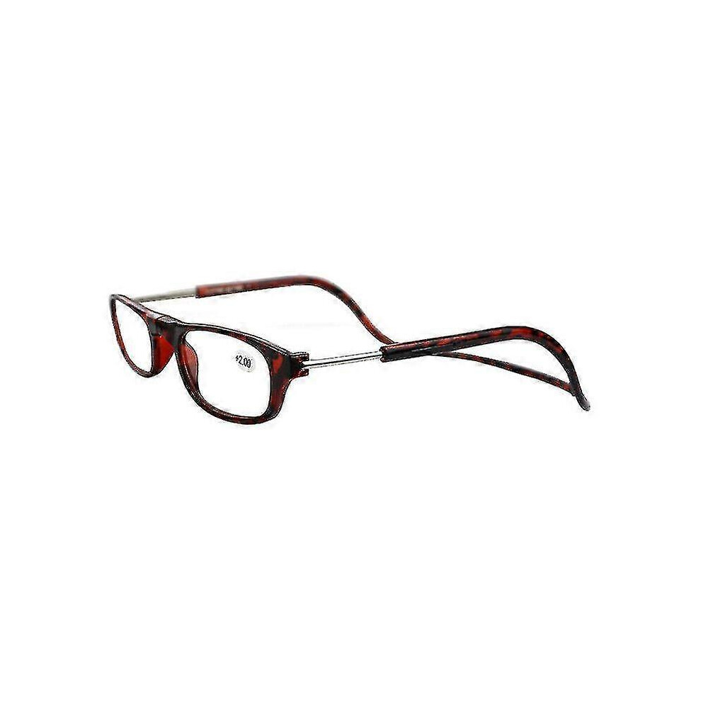 (2.50 Strength, Leopard) 1.0~ 4.0 Hanging Magnetic Reading Eye Glasses Front Snap Click Connect Neck 5062994756634