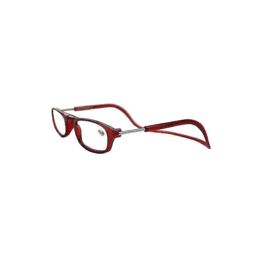 (1.50 Strength, Red) 1.0~ 4.0 Hanging Magnetic Reading Eye Glasses Front Snap Click Connect Neck 5062994756351