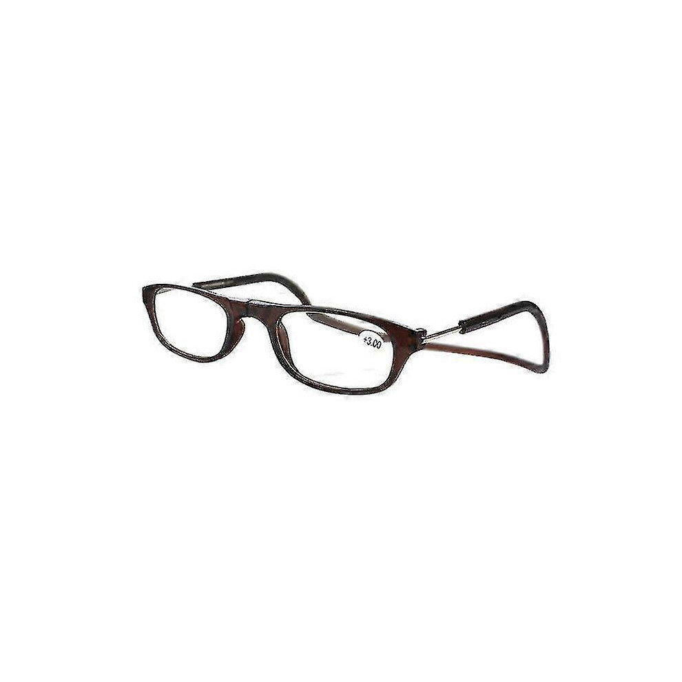 (2.50 Strength, Brown) 1.0~ 4.0 Hanging Magnetic Reading Eye Glasses Front Snap Click Connect Neck 5062994756627
