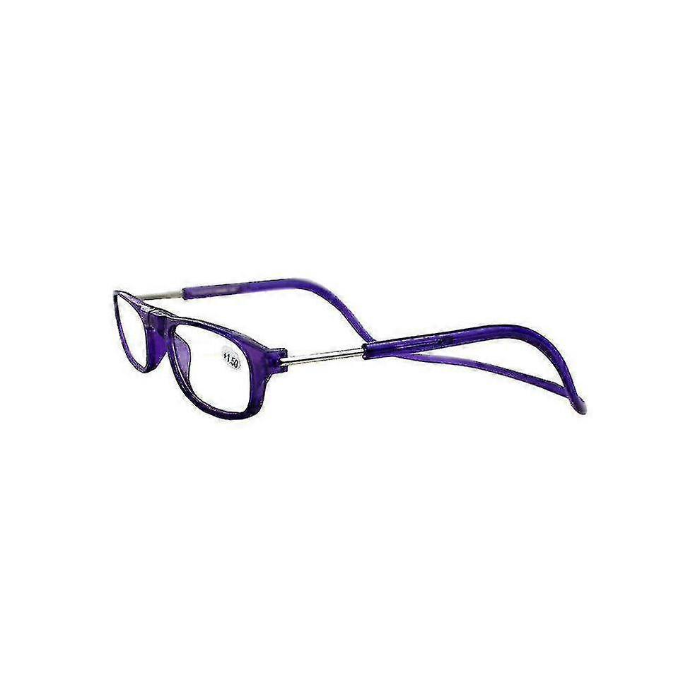 (1.50 Strength, Purple) 1.0~ 4.0 Hanging Magnetic Reading Eye Glasses Front Snap Click Connect Neck 5062994756344