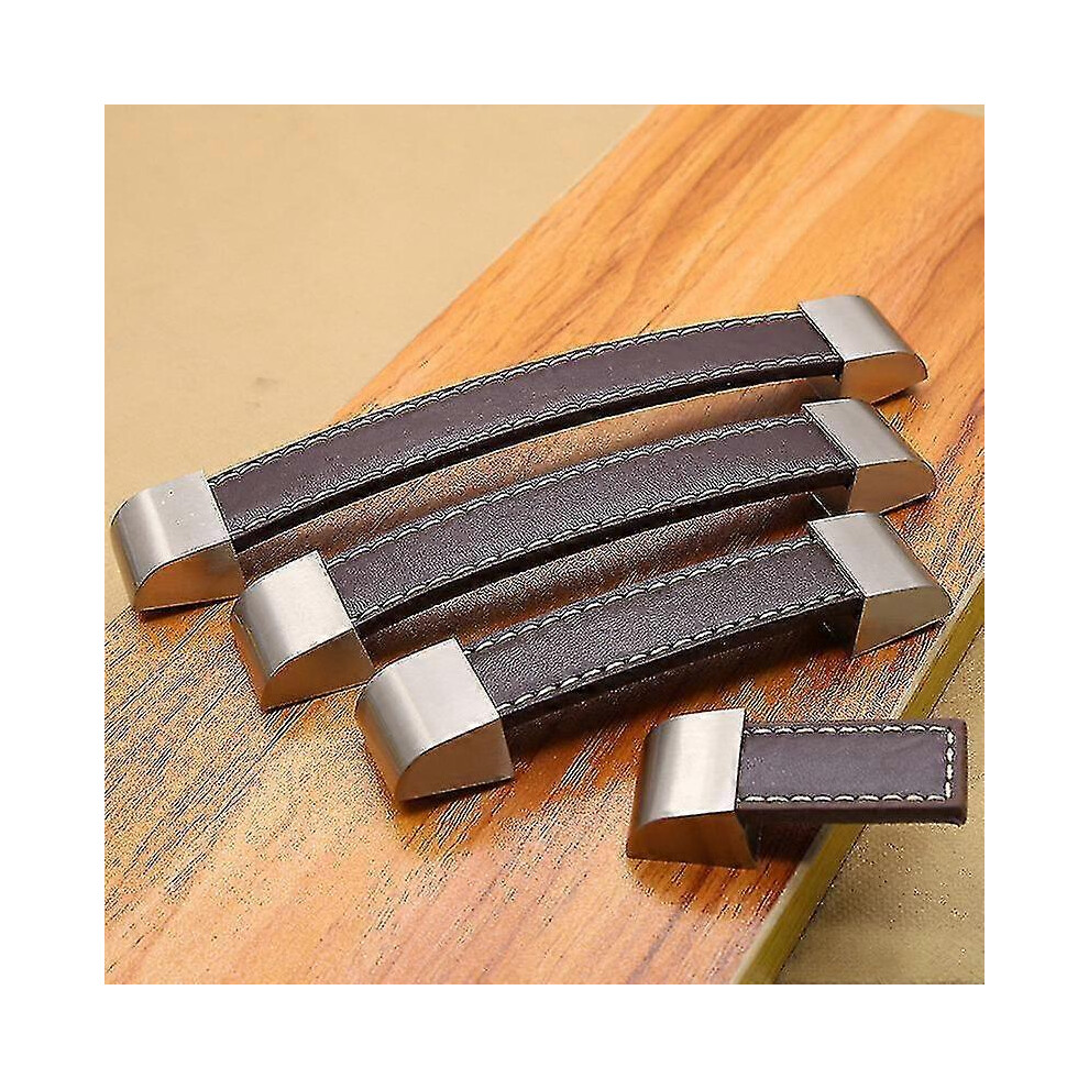 (Brown- 192Mm, One Size) 2Pcs Zinc Alloy Leather Handles For Furniture Cabinet Knobs Chest Drawer Suitcase Handle And Pulls Black Brown Kitchen Handle 5063595911248