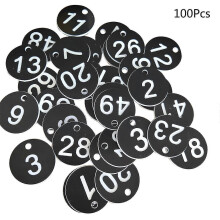(Black, One size) 100pcs Plastic Id Number Tags 1-100 Engraved Number Id Tag Colored For Key Ring
