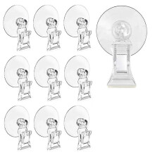 (As show, One size) 10Pcs Suction Cup Clips Transparent Sucker Clamp Bathroom Window Glass Suction Cup with Clip for Advertising Display