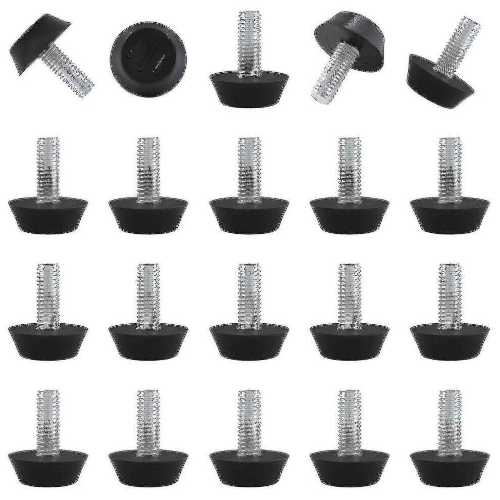 (As Show, One Size) 30 Pcs 1/4 Screw In Threaded Furniture Adjustable Levelers, M6 X 15Mm Patio Furniture Glide Leveling Feet 5063595943485