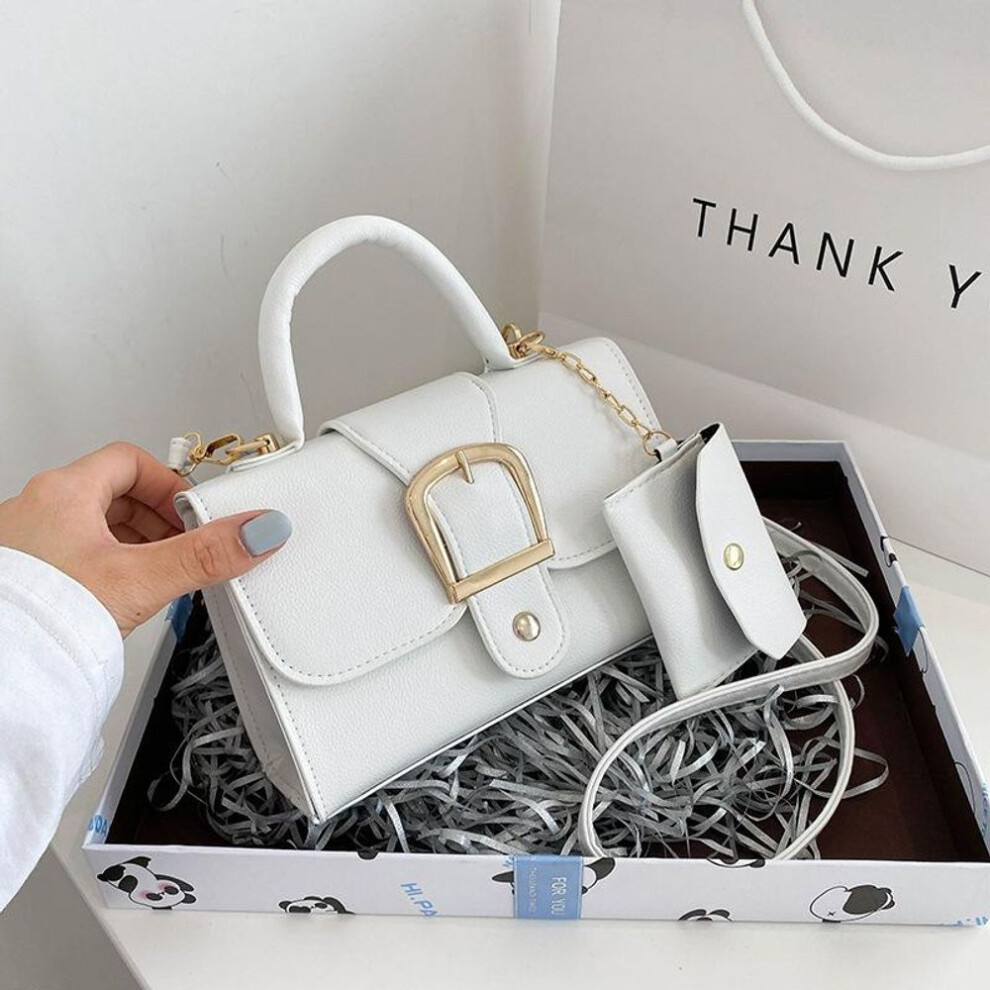 (white, 20x7x13CM) 2022 New Simple Retro Handbag Fashionable Small Hanging Bag Cross-body Shoulder Bag for Women