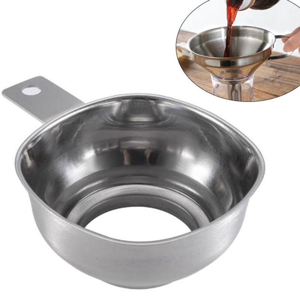 (as the picture) Stainless Steel Wide Mouth Canning Funnel Hopper Thick Salad Dressing Funnel