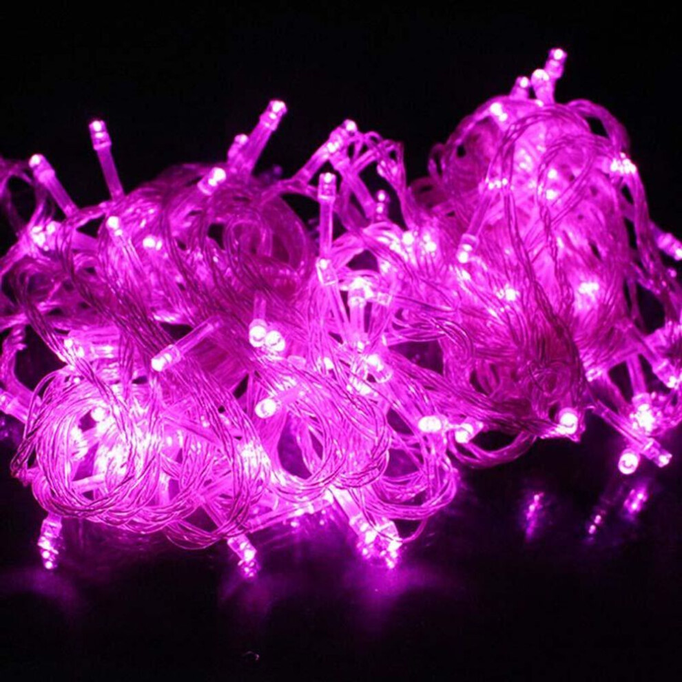 (pink, 10M 100LED-EU Plug) 10M String 100 LED Christmas Tree Fairy Party Lights Lamp Xmas Decor Waterproof