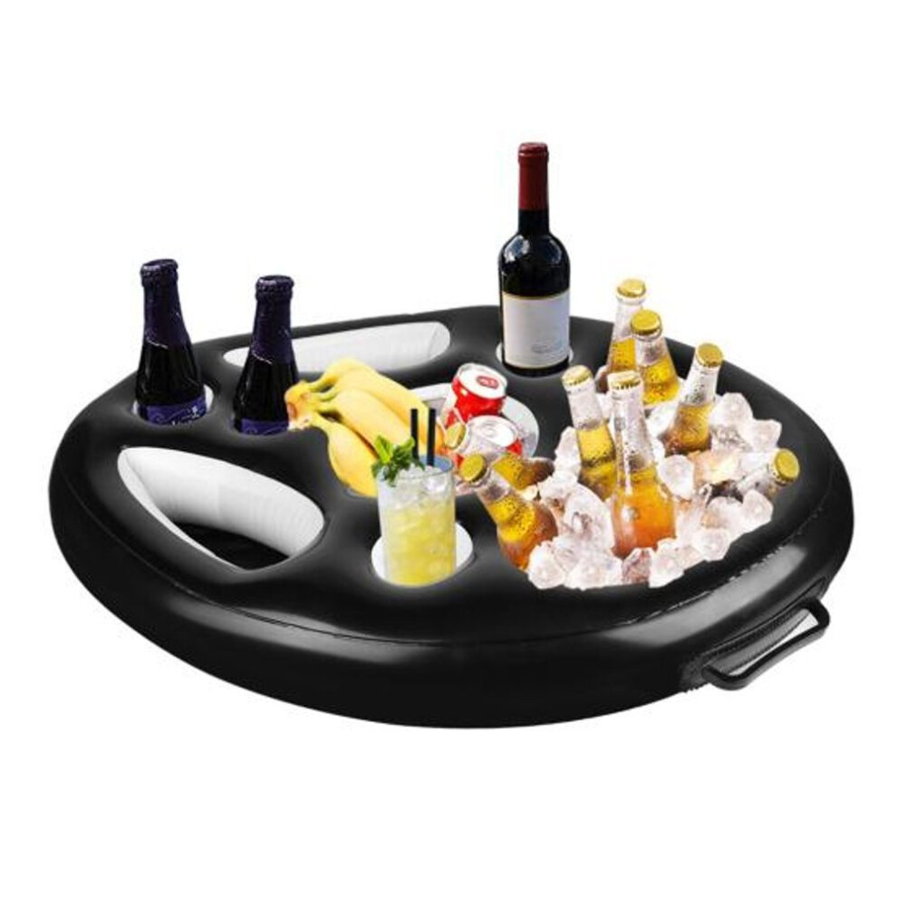 (black white) Inflatable Tray Waterproof Inflatable Swimming Ring Creative Floating Cup Holder Pvc Swimming Pool Float Food Beer Tray For Pool Party