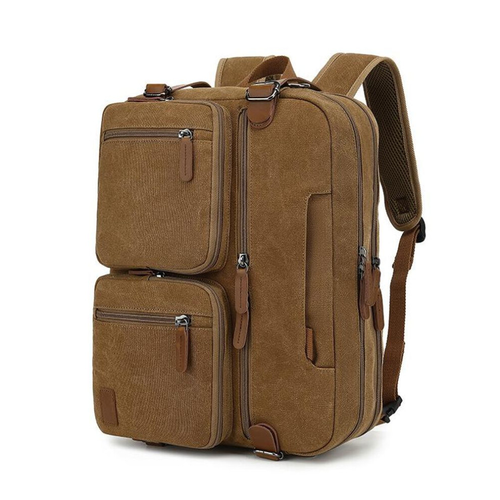 (khaki) Fashion Men&apos;s Multifunctional Business Handbag Shoulders Bag Large Capacity Travel Computer Bag Horizontal Vertical Universal Crossbody Backpack